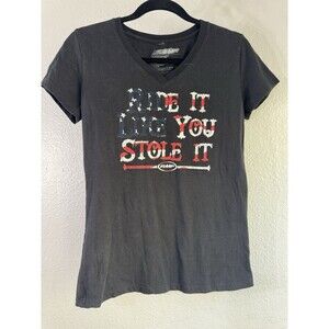 FMF Racing Women's "Stole It V-neck" T-shirt Flying Machine Factory Logo Tee